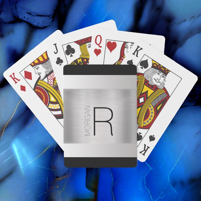 Jeu De Cartes do-it-yourself Nom du monogramme, Texte gris noir, (Créateur téléchargé)