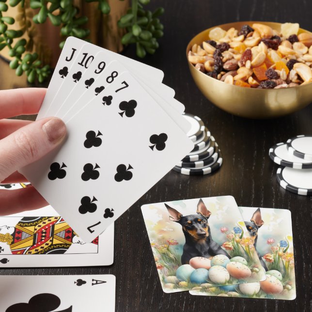 Jeu De Cartes Doberman avec œufs de Pâques (In Situ)