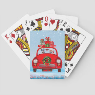 Jeu De Cartes Doberman Chien En Voiture Avec Le Père Noël