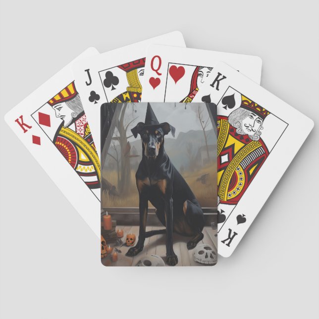 Jeu De Cartes Doberman Citrouilles Halloween Épouvantable (dos)