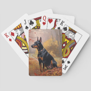Jeu De Cartes Doberman dans les feuilles d'automne tombent inspi