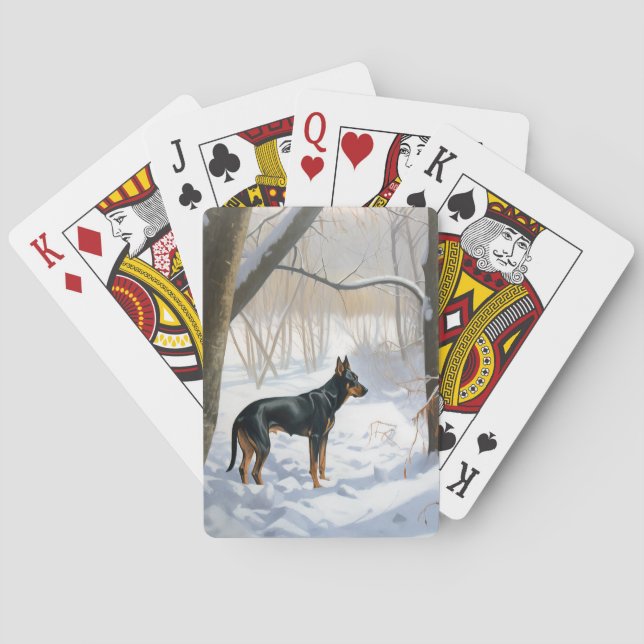 Jeu De Cartes Doberman Pinscher Laisser Neige Noël (dos)