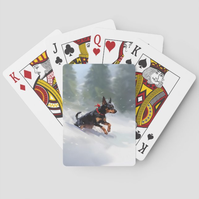 Jeu De Cartes Doberman Pinscher Noël neige hiver (dos)