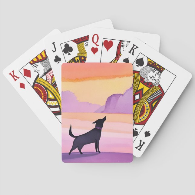 Jeu De Cartes Dog Howl | Black Dog Watercolor Silhouette (dos)