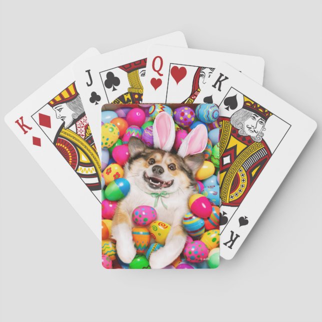 Jeu De Cartes Dog Laying on Easter Eggs (dos)