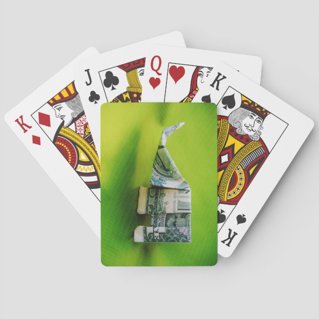 Jeu De Cartes Dollar facture origami éléphant sur arrière - plan (dos)