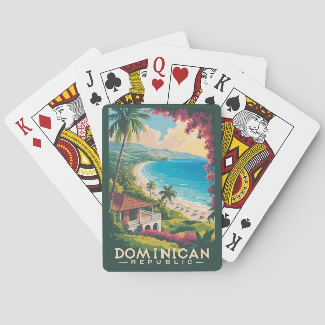 Jeu De Cartes Dominican Republic Beach Illustration Travel Art (dos)