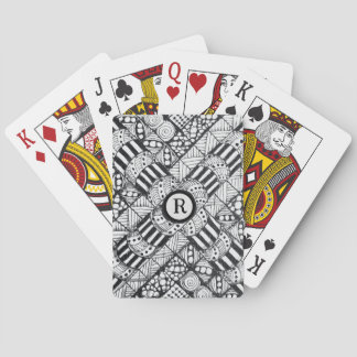 Jeu De Cartes Doodle Dessiné à la Main en Noir et Blanc avec Mon