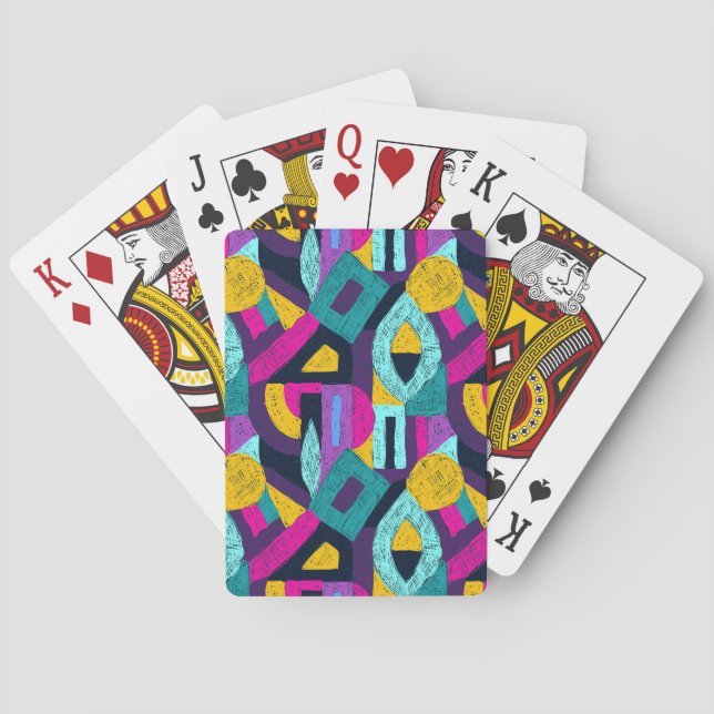 Jeu De Cartes Doodles rétro : pop art géométrique. (dos)