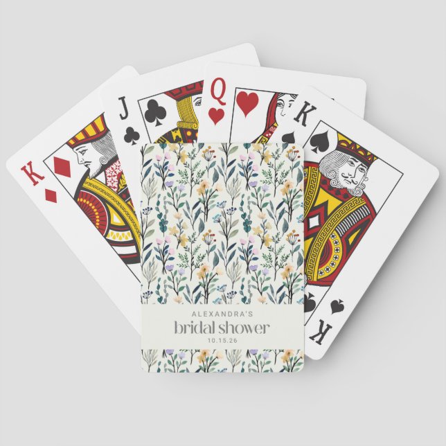 Jeu De Cartes Douce Fête de Mariage Bohème sur le thème des Fleu (dos)
