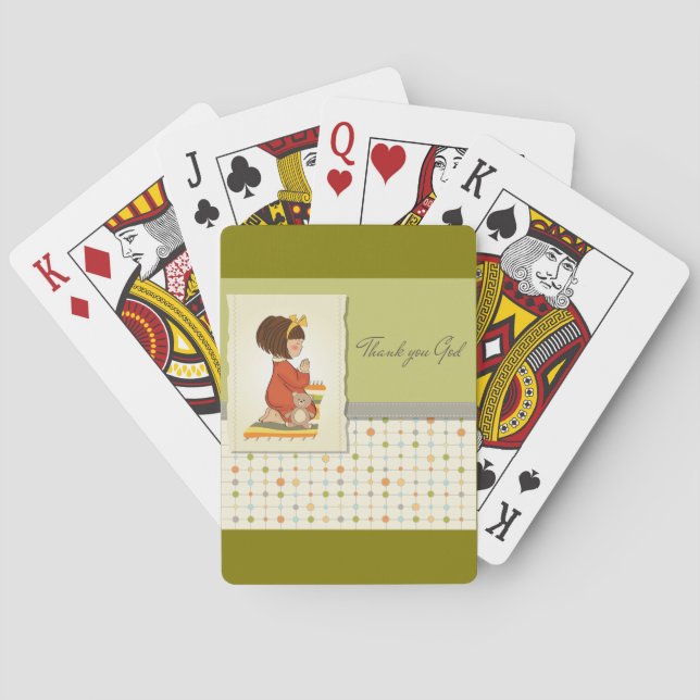 Jeu De Cartes Douce Fille Priant Merci Dieu (dos)