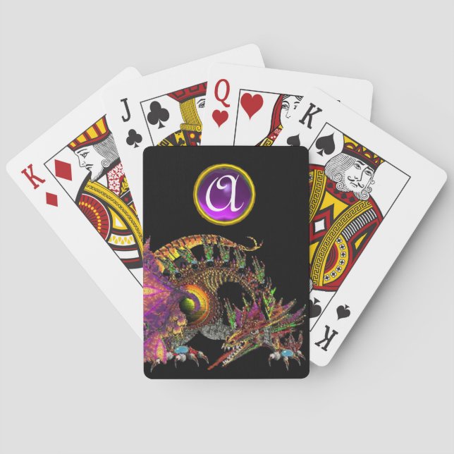 JEU DE CARTES DRAGO / DRAGON D'OR IMAGINAIRE EN PURPLE ET NOIR (dos)