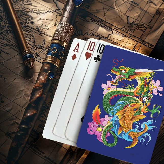 Jeu De Cartes Dragon chinois vert Koi (Créateur téléchargé)