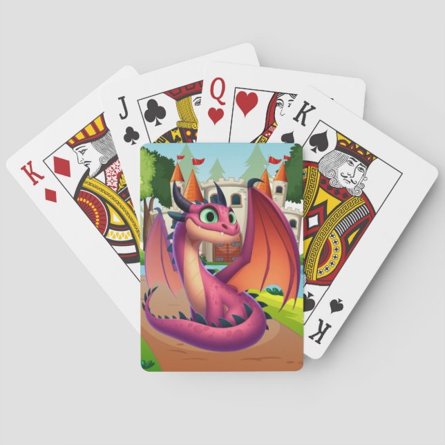 Jeu De Cartes Dragon de dessin animé mignon violet/rouge (dos)