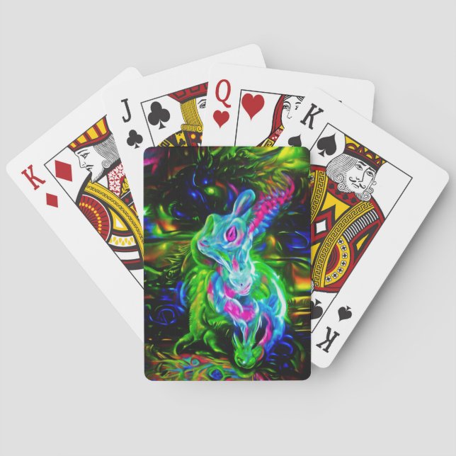Jeu De Cartes Dragon de lapin psychédélique à Neon Imaginaire (dos)