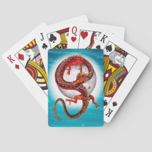 Jeu De Cartes Dragon Lune Rouge Fantastique Artistique