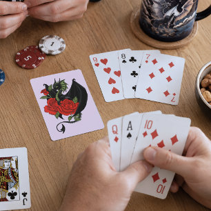 Jeu De Cartes Dragon Noir Mystique Roses Rouges Lavande Gothique