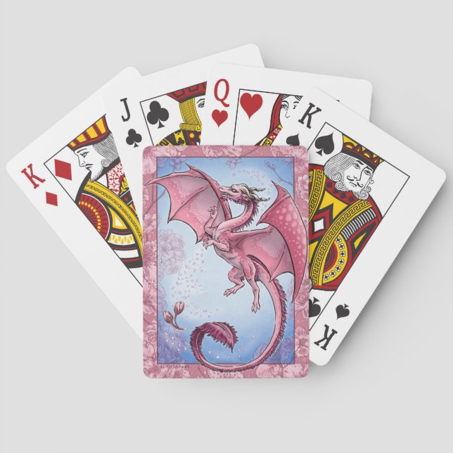 Jeu De Cartes Dragon rose du printemps Nature Imaginaire Art (dos)