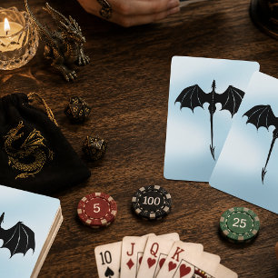 Jeu De Cartes Dragon Tribal de Vol Noir Fantastique Ciel Bleu