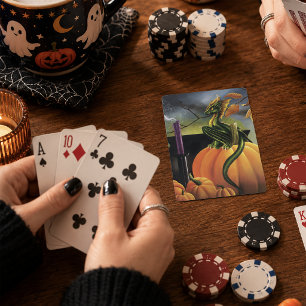 Jeu De Cartes Dragon vert de citrouille de fantaisie d'Halloween