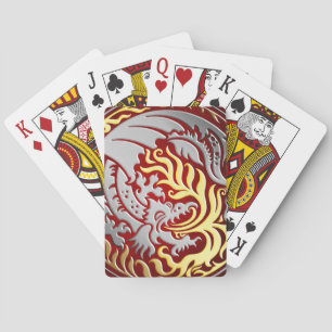 Jeu De Cartes Dragoncircle - Chrome avec Feu Doré sur Rouge