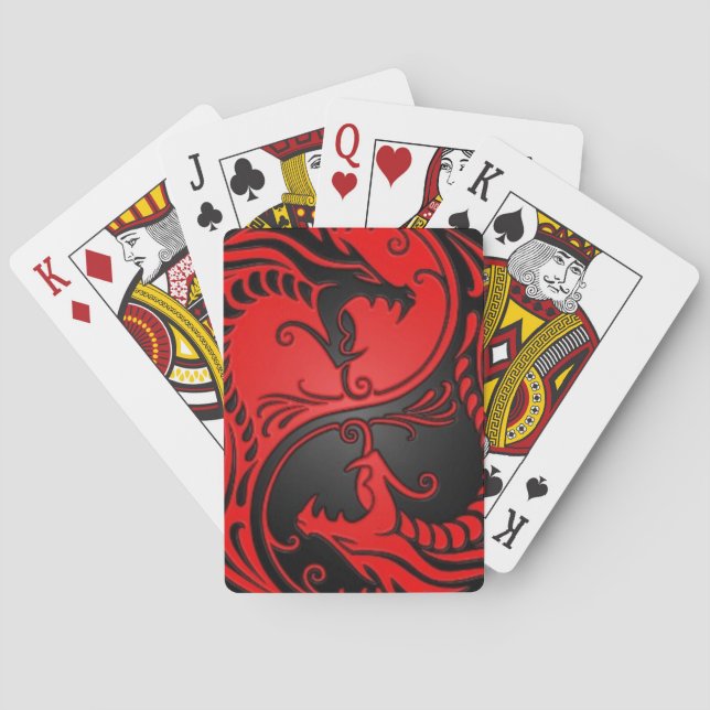 Jeu De Cartes Dragons rouges et noirs de Yin Yang (dos)