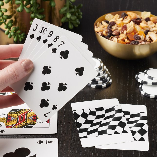 Jeu De Cartes Drapeau à carreaux noir et blanc ondulé de course (Créateur téléchargé)