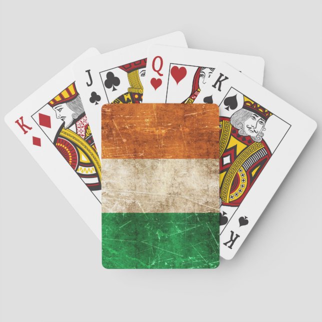 Jeu De Cartes Drapeau âgé et rayé de cru de l'Irlande (dos)