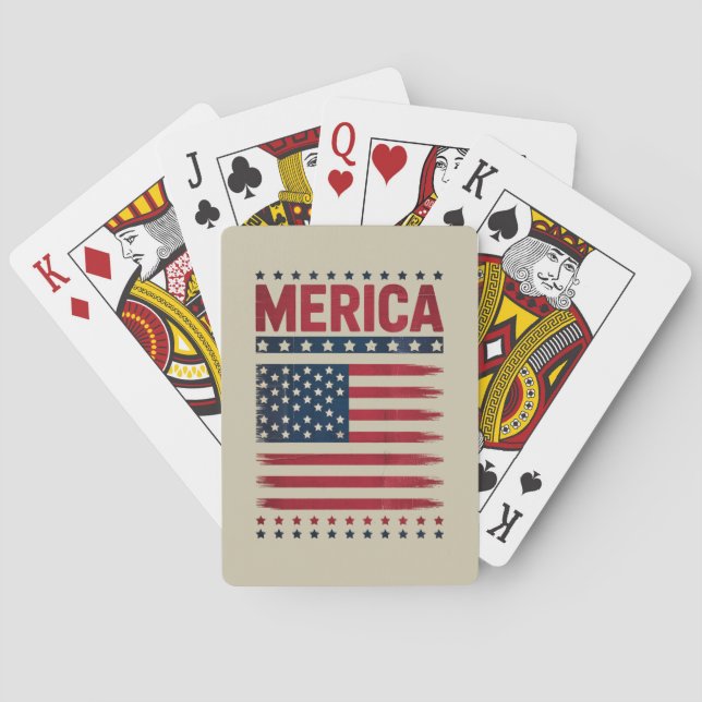 Jeu De Cartes Drapeau Américain 4 juillet Merica (dos)