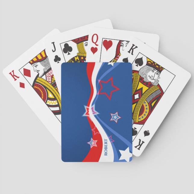Jeu De Cartes Drapeau américain Abstrait, rouge blanc et bleu (dos)