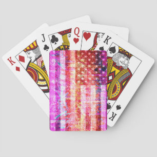 Jeu De Cartes Drapeau Américain Art Grunge #4