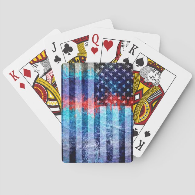 Jeu De Cartes Drapeau Américain Art Grunge #6 (dos)