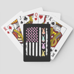 Jeu De Cartes Drapeau américain avec lapin pour le jour de Pâque