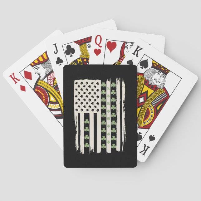 Jeu De Cartes Drapeau américain avec Shamrocks pour St patrick (dos)