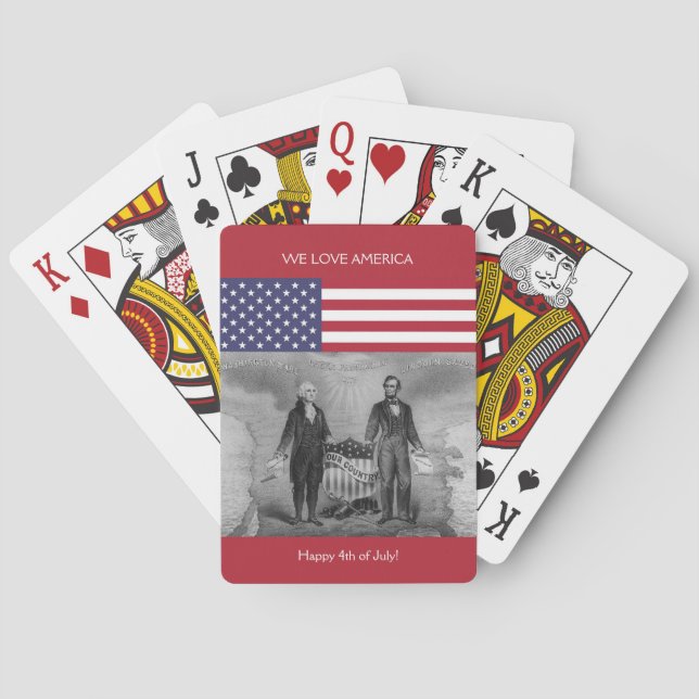 Jeu De Cartes Drapeau américain George Washington Abraham Lincol (dos)