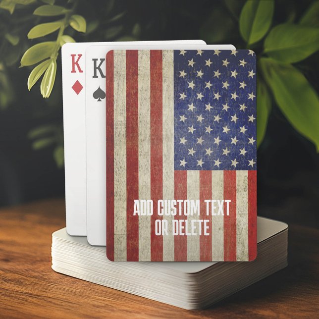 Jeu De Cartes Drapeau américain patiné et en détresse (Custom Poker Cards with American Flag)