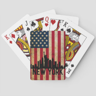 Jeu De Cartes Drapeau américain Patriotique New York Skyline