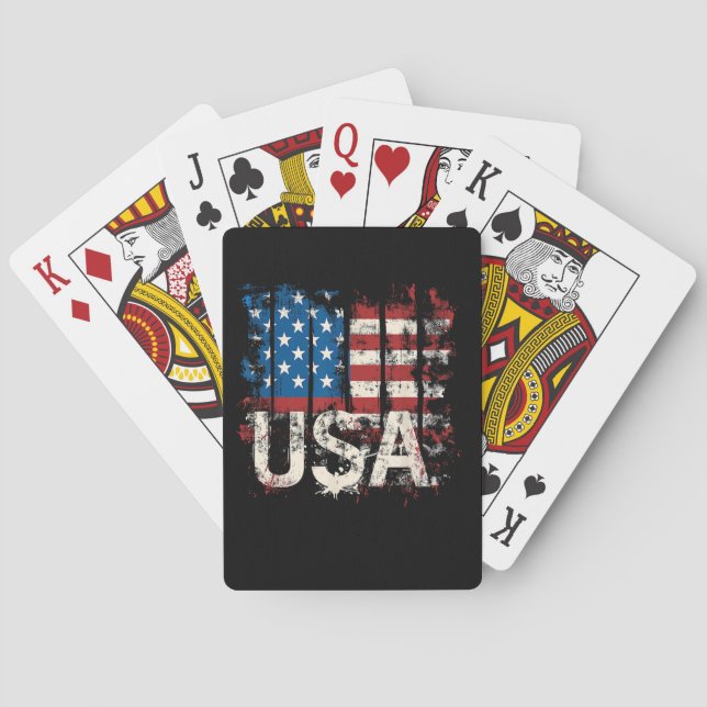 Jeu De Cartes Drapeau américain rétro 4 juillet (dos)