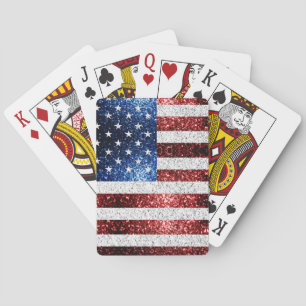 Jeu De Cartes drapeau américain rouge blanc brillant parties sci