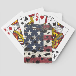 Jeu De Cartes Drapeau américain rustique imprimé léopard (2)