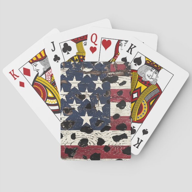 Jeu De Cartes Drapeau américain rustique imprimé léopard (2) (dos)