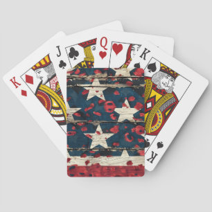 Jeu De Cartes Drapeau américain rustique imprimé léopard (5)