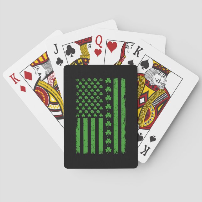 Jeu De Cartes Drapeau américain Shamrocks St Patricks day (dos)