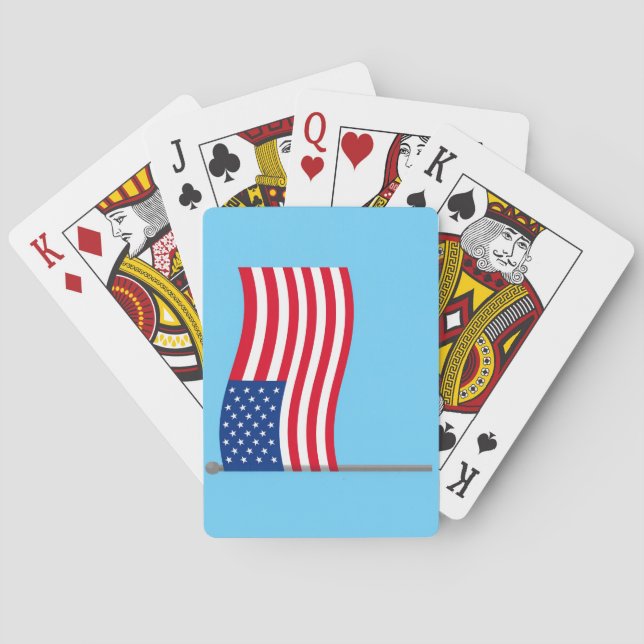 Jeu De Cartes Drapeau Américain sur Fond Bleu (dos)
