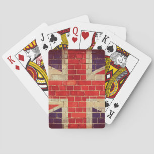 Jeu De Cartes Drapeau britannique vintage sur un mur de briques