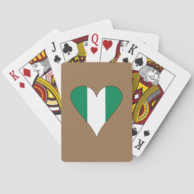 Jeu De Cartes Drapeau cœur nigérian funky  (dos)