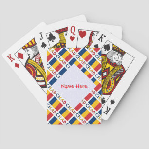 Jeu De Cartes Drapeau de Chad en carrés personnalisé avec nom ro