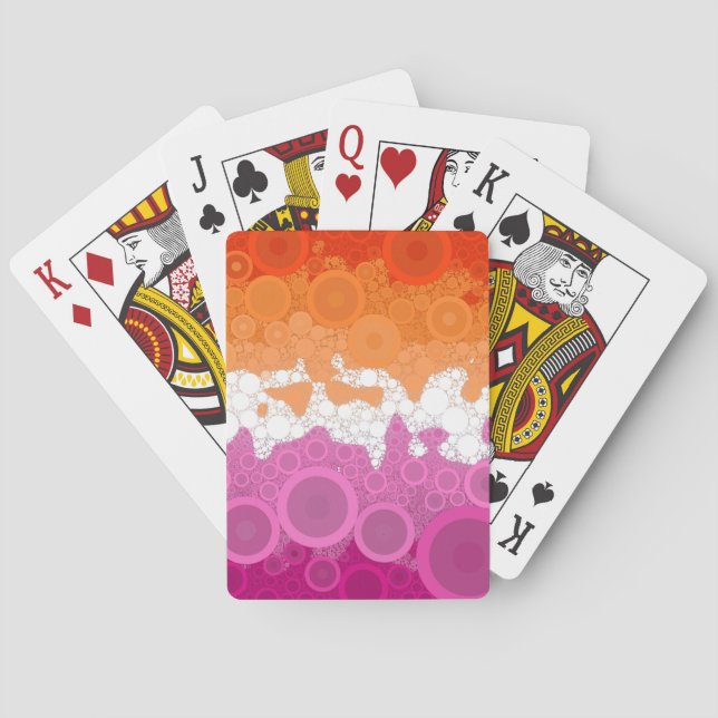 Jeu De Cartes Drapeau de fierté lesbienne abstrait groovy bohème (dos)