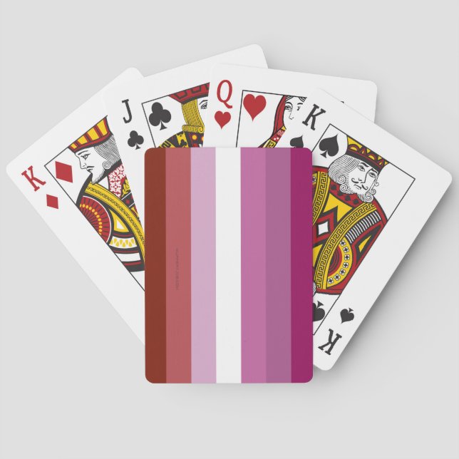 Jeu De Cartes Drapeau de fierté lesbienne de SlipperyJoe's fémin (dos)