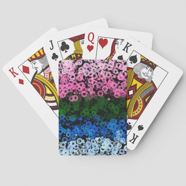 Jeu De Cartes Drapeau de fierté Omniromantique Fleuris Mignon Ré (dos)